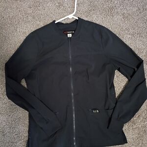 TWO Womens Koi Grey Scrub Zip-Front Jacket